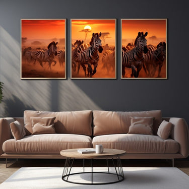 Triptych Zebra Painting